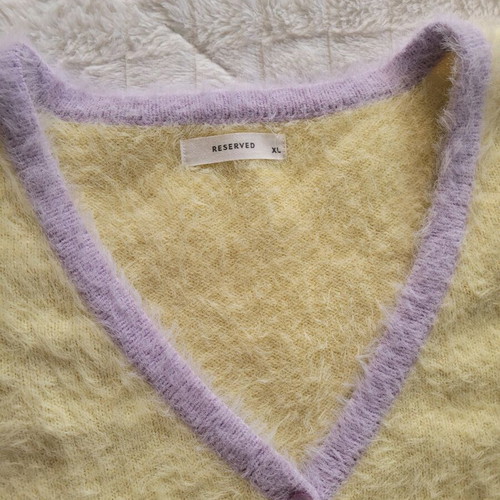 Reserved crop top short sleeve shirt like new, purple and yellow, size XL