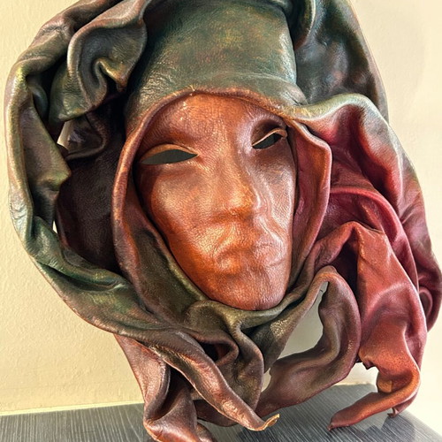 Handmade leather mask wall decor