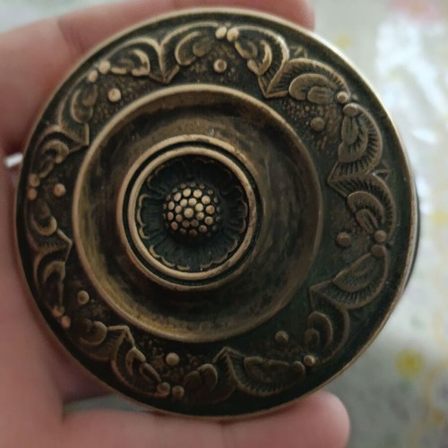 Brass door knob used, round vintage