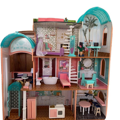Wooden dollhouse like new with furniture