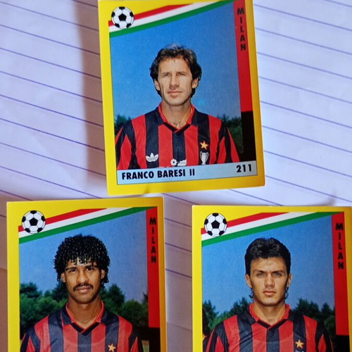 Maldini, Rijkaard, Baresi stickers like new, pack of 3 from il grande calcio 91