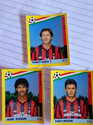 Maldini, Rijkaard, Baresi stickers like new, pack of 3 from il grande calcio 91