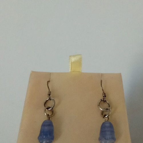 Handmade metal earrings with silver clasp like new, purple