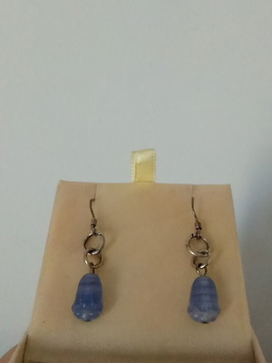 Handmade metal earrings with silver clasp like new, purple