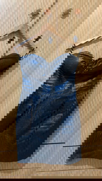 Fornarina blue/black mini metallic sexy dress.