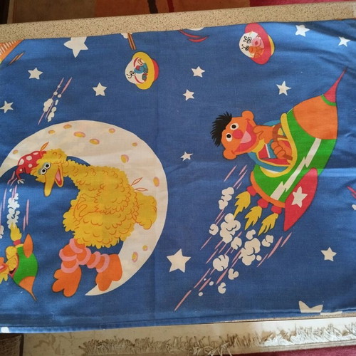 Sesame Street vintage pillowcase and blanket used