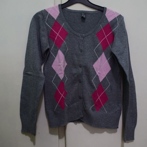 Zara Kids cardigan with diamonds like new, grey and pink, age 13-14
