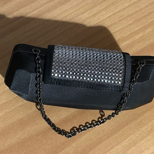 Black shoulder bag with strass and inner pocket new