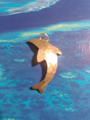 Silver dolphin pendant with ring for chain or cord