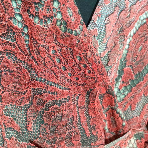 Red wrap dress like new, midi with belt and removable pads