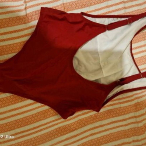 Cool brand burgundy red one-piece swimsuit, large