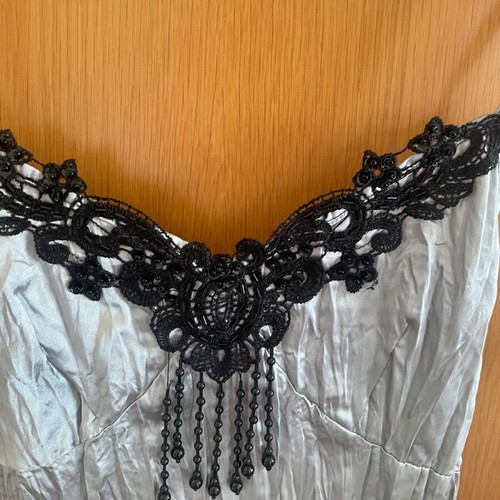 Satin lingerie top Medium with embroidered lace and stones