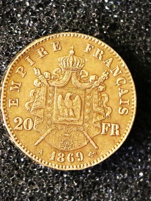 24K Gold-Plated 20 Franc Coin Napoleon Head Museum-Quality Replica