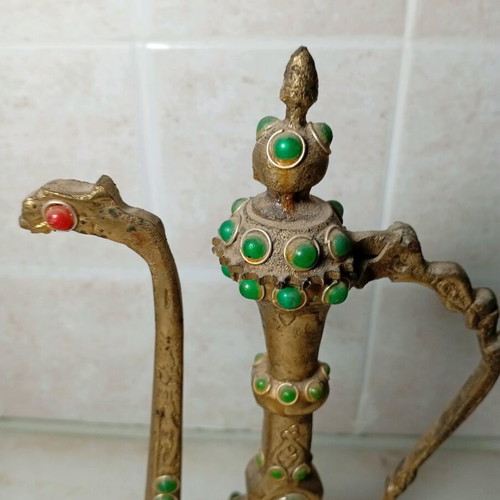 Decorative Oriental Jug used with green stones and pearls