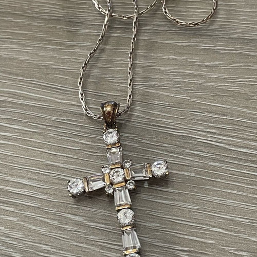 Stavros necklace used silver 925 with gold-plated cross, 60 cm chain