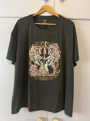 Shein Plus Size Oversized T-shirt with Rock & Roll Graphic, New