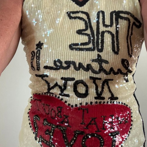 Custo Barcelona knitted wool vest like new, black multicolor with sequins