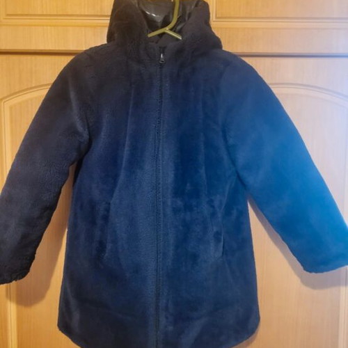 Dpam reversible jacket with waterproof and faux fur sides, blue