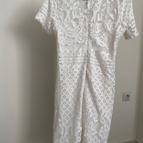 White Crochet Lace Midi Dress G&B M/L Like New