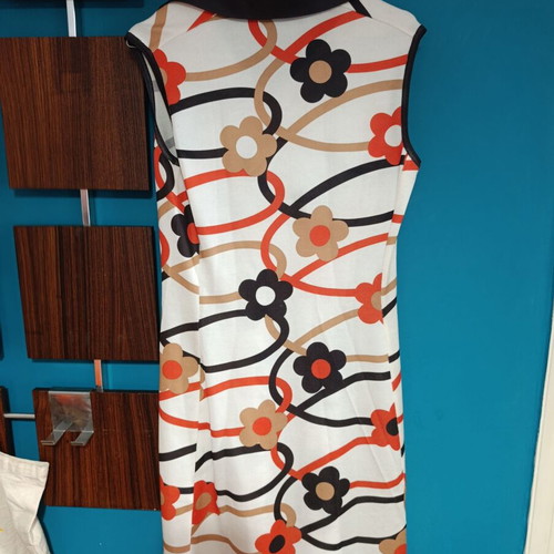 Vintage floral mod dress like new, size L, brown and red