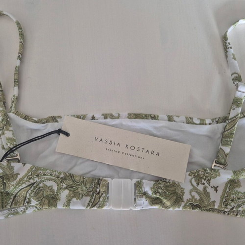 Bikini Top Vassia Kostara new, white and green, size S
