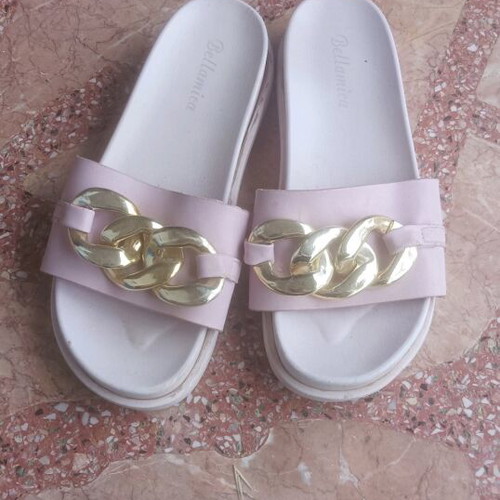 Slippers used, size 39, white and pink