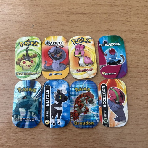 Pokemon Metal Tags set of 8 used, New Collection 2014