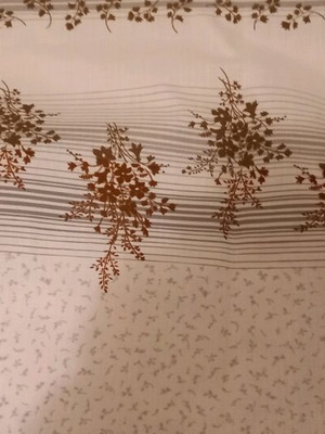 Tablecloth new cotton white gray brown with flowers 1.70x1.40