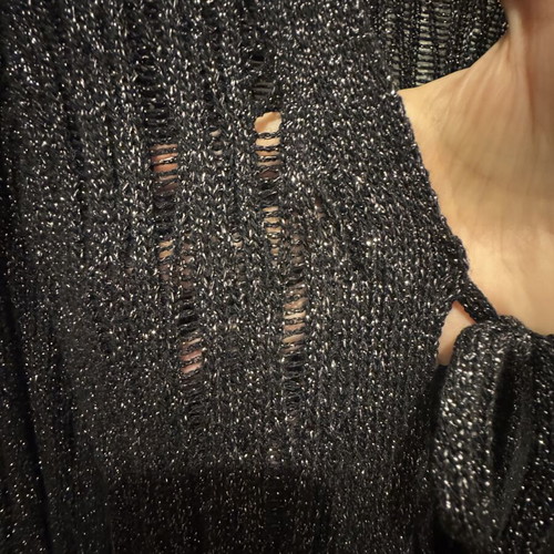 Mango crochet-style cardigan like new, black and silver
