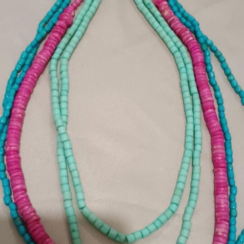 Summer necklaces like new, set of 3, pink and turquoise