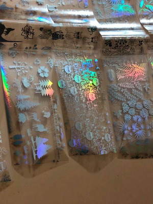 Ολογραφικά αυτοκόλλητα νυχιών Aurora Glass καινούργιο, πακέτο 5 τεμ.