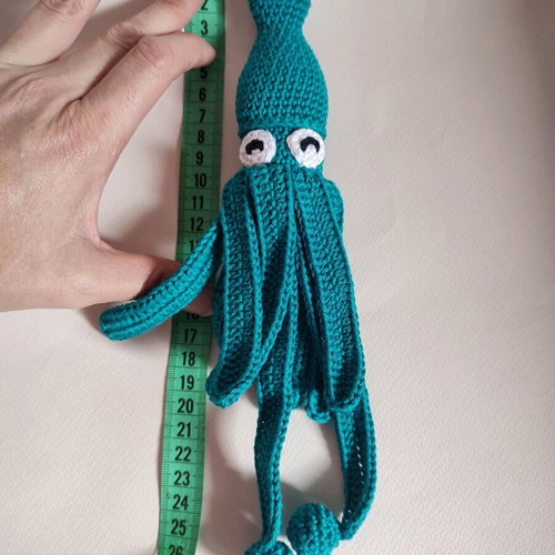 Amigurumi knitted squid doll new, petrol blue