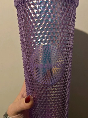 Thermos cup with straw lilac color new