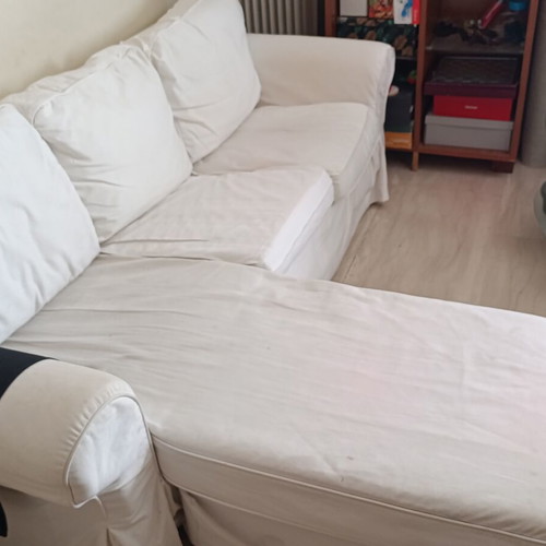 EKTORP IKEA sofa with chaise lounge used, white cover