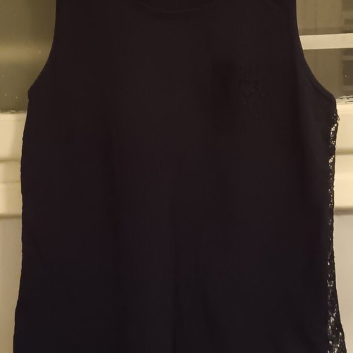 Sleeveless blouse with lace back, black, size M