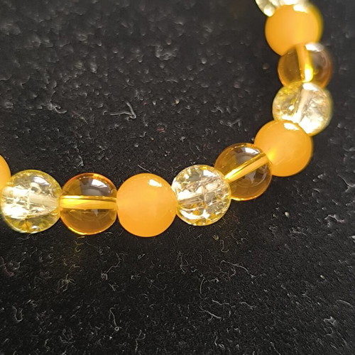Bracelet with Yellow Agate, Citrine & Honey Quartz, elastic, new