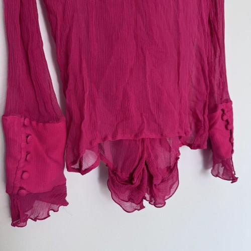 Raxevsky fuchsia see-through blouse with satin camisole like new