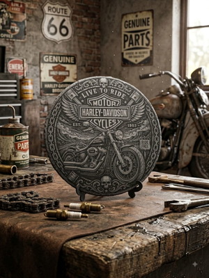 Harley-Davidson decorative slate with base, new