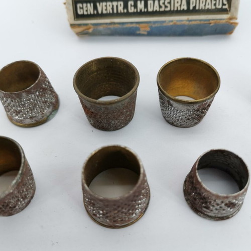 Metal thimbles used, pack of 9 pieces from 1970 era