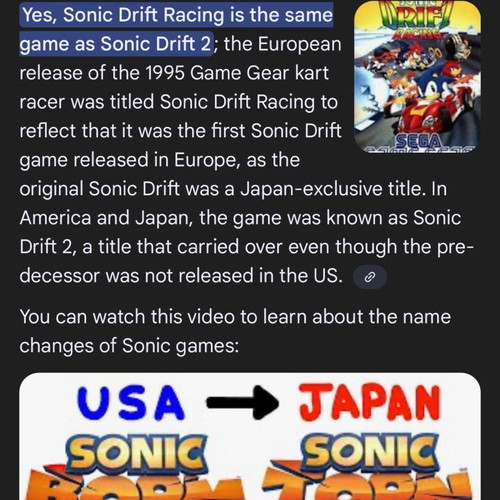 Jeu SEGA Game Gear – Sonic Drift Racing – PAL (Cartouche Seule, Bon état)