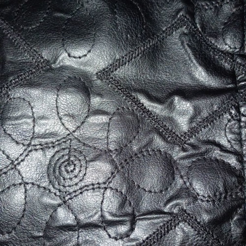Leather skirt used, black, size L with embroidery