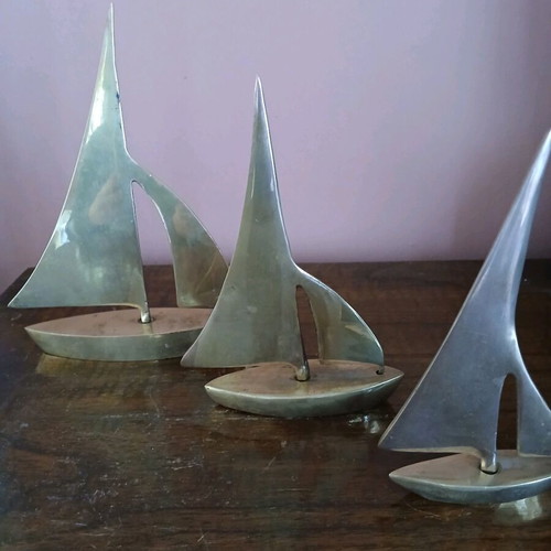 Solid brass sailboats like new, pack of three