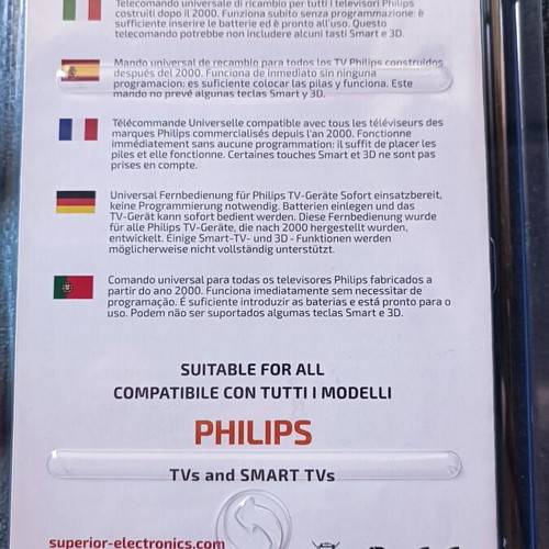 Philips TV remote control, compatible with models from 2000 onwards