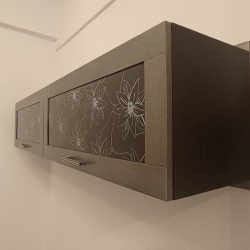 Wall showcase like new, gray with glass