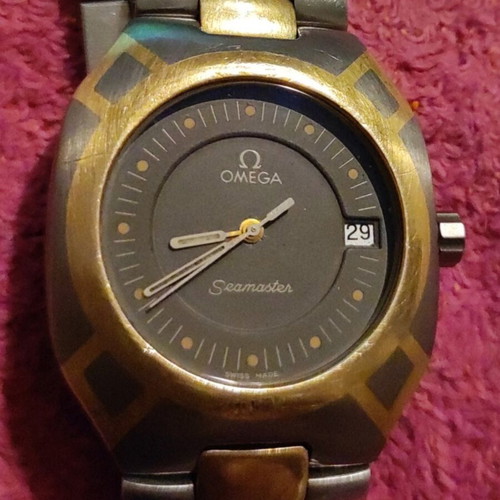 Omega Seamaster Polaris watch used with 18k gold fillings, quartz 1420