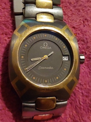 Omega Seamaster Polaris watch used with 18k gold fillings, quartz 1420