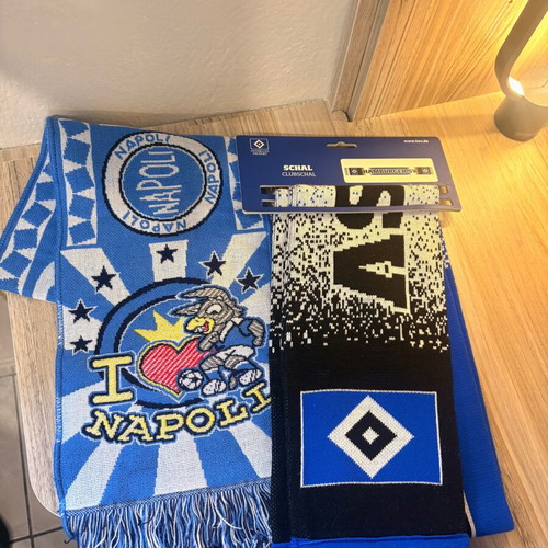 Napoli and Hamburg football scarves