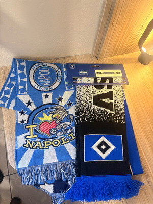 Napoli and Hamburg football scarves