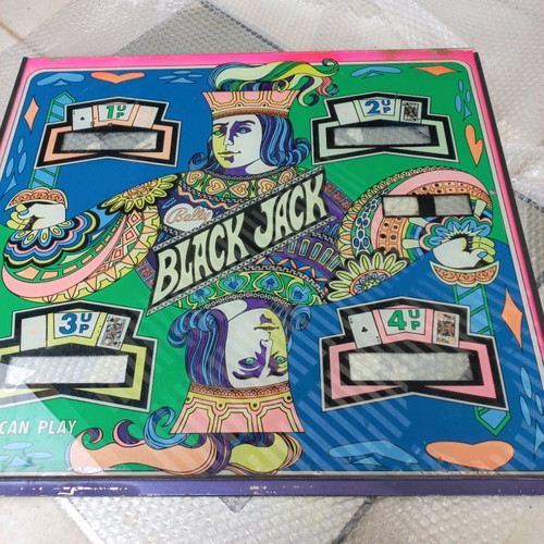 Bally Black Jack pinball glass used, original backglass