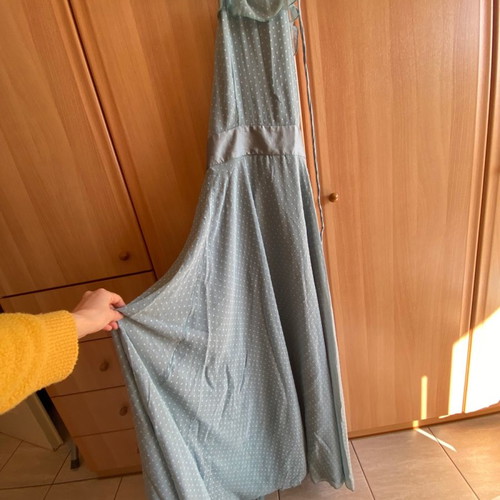 Costureras maxi dress blue polka dot like new, backless